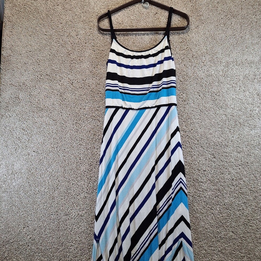 White House Black Market Dress Womens XS Multicolor Striped Maxi Knit Boho Cute